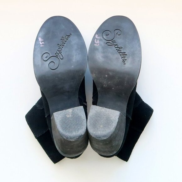 Seychelles Black Suede Leather Round Toe Block Heel Ankle Boots / Booties 7.5 - Picture 7 of 16